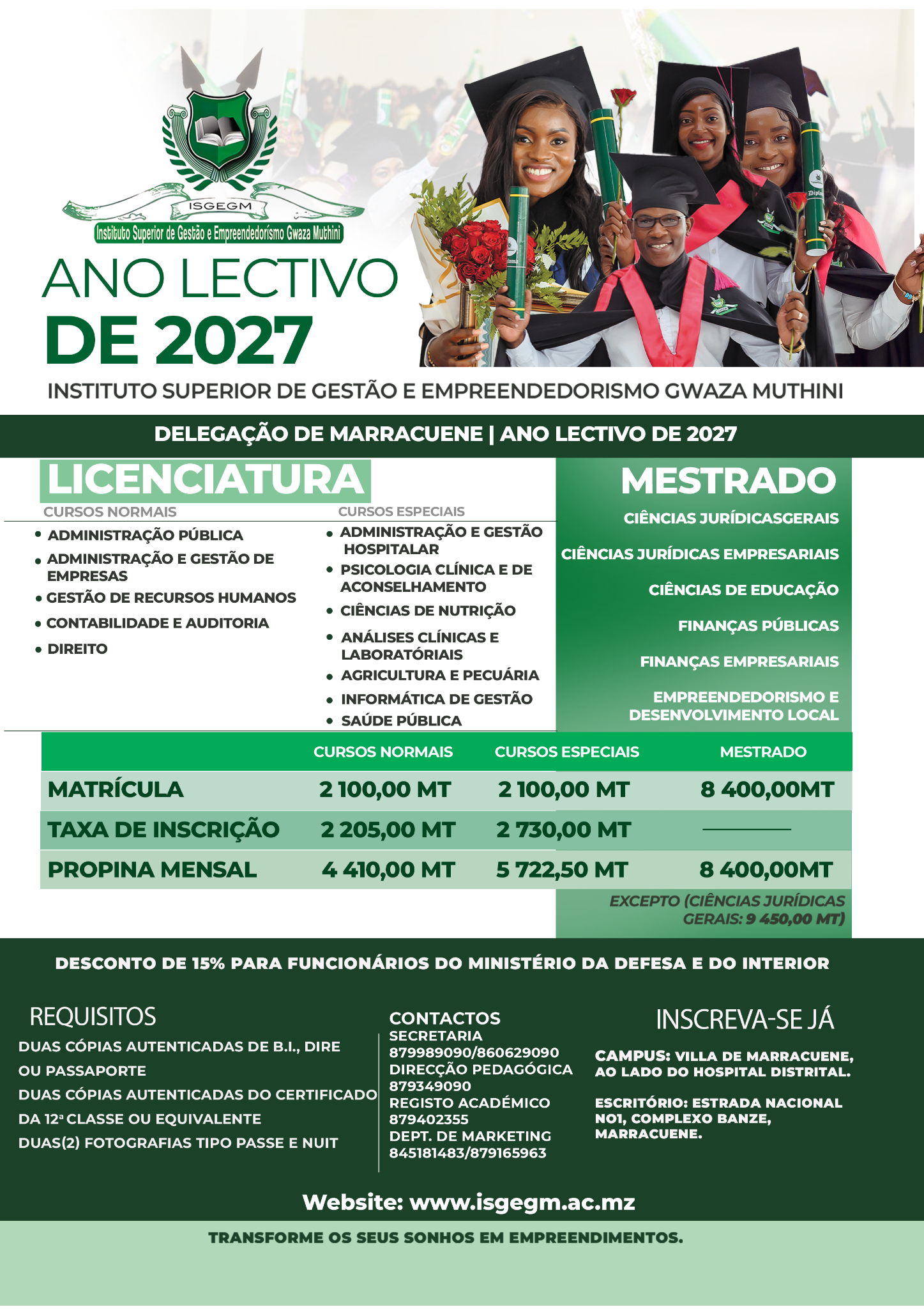 Cartaz Licenciaturas — Marracuene