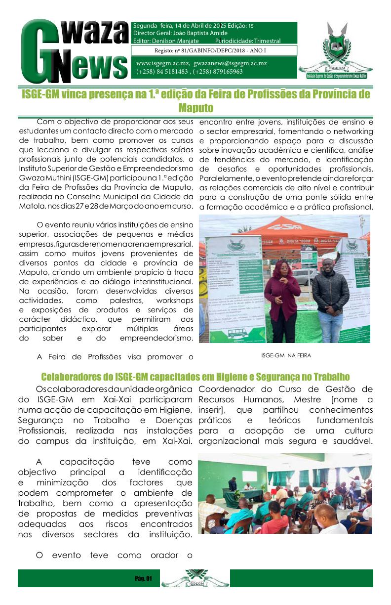 Capa do Jornal Gwaza News — Edição 15