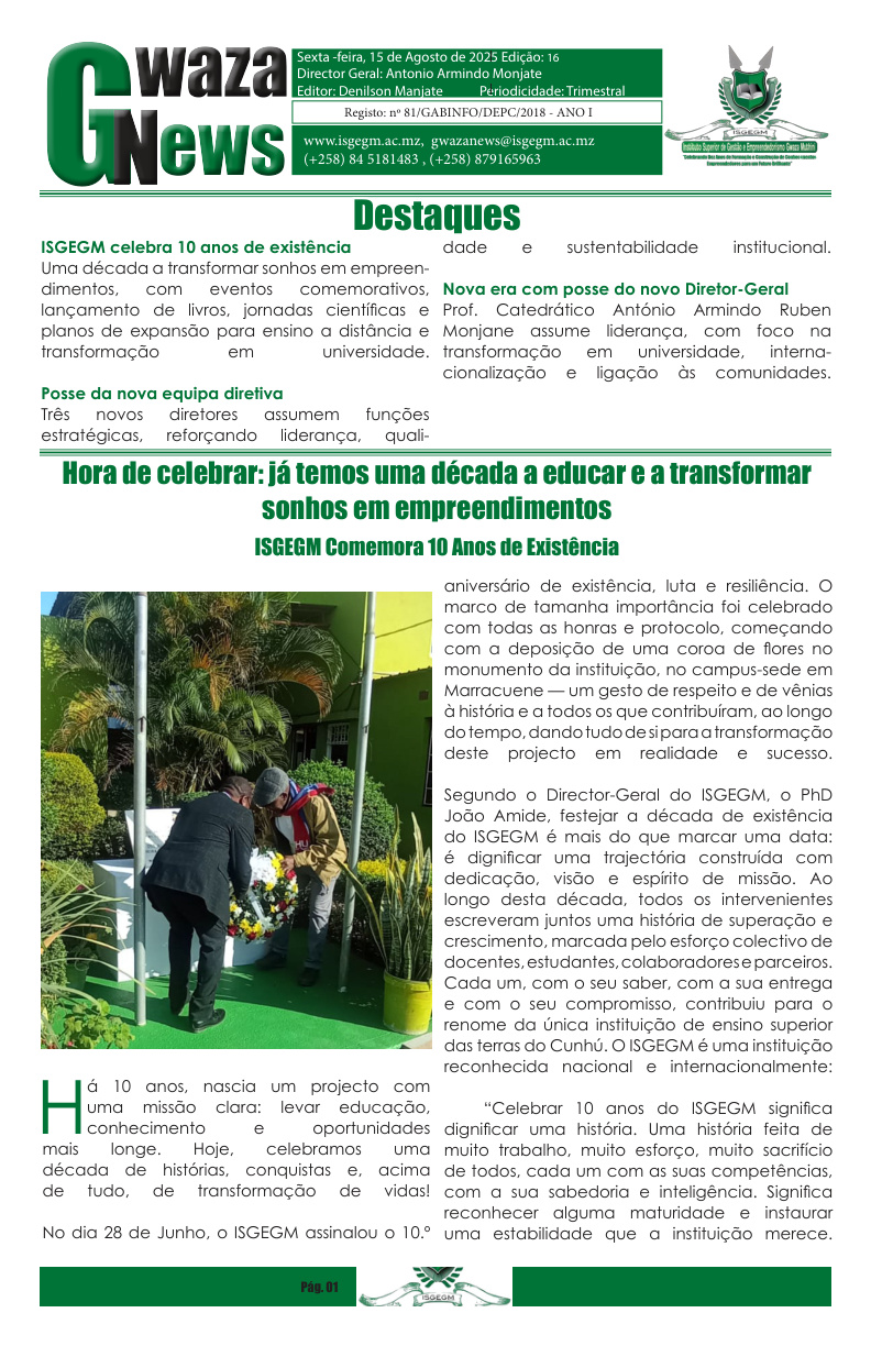Capa do Jornal Gwaza News — Edição 16