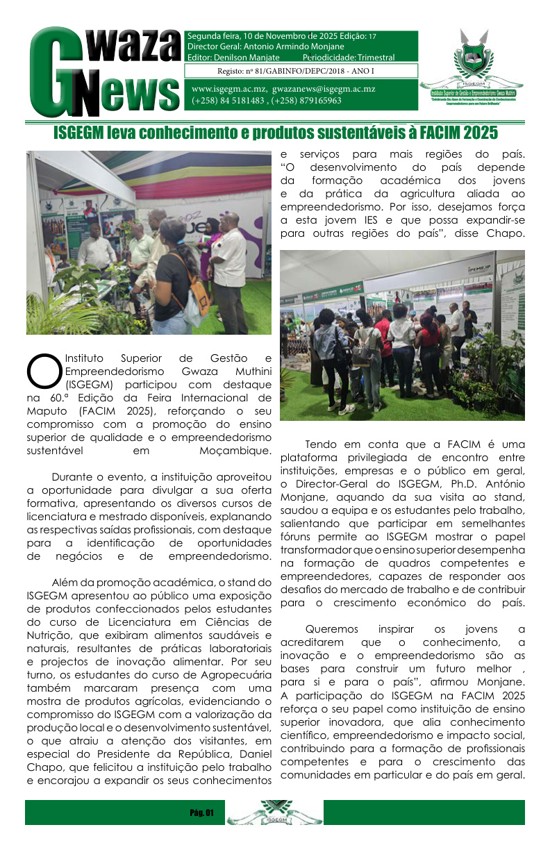 Capa do Jornal Gwaza News — Edição 17