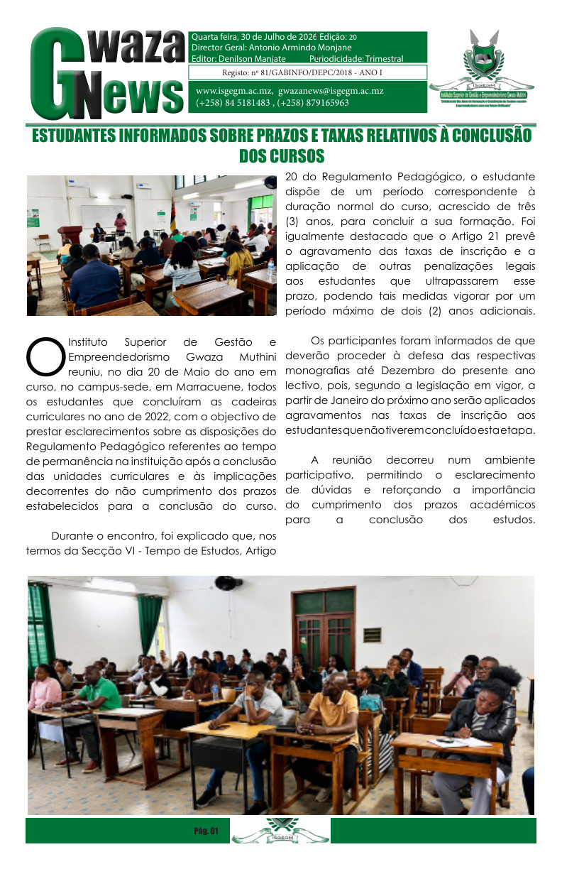 Capa do Jornal Gwaza News — Edição 20